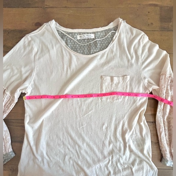 WE THE FREE Free People Jade Long Balloon Sleeve Pattern Print Top Ecru in Cream - Picture 14 of 17